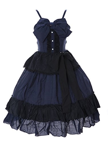Kawaii-Story JL-651 blau schwarz Rüschen Kleid Victorian Rococo Stretch Gothic Lolita Kostüm Cosplay (Stretch S-M) von Kawaii-Story