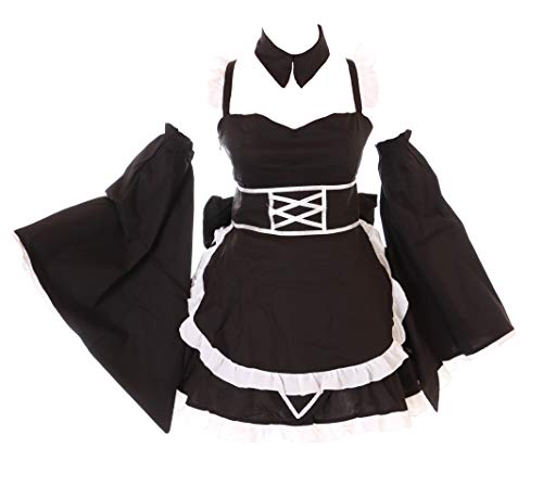 Kawaii-Story JL-674-1 Maid Zofe Schwarz 6-TLG. Set Anime Zimmermädchen Gothic Lolita Mini-Kleid Set Kostüm Cosplay (L-XL) von Kawaii-Story