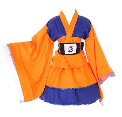Kawaii-Story MN-103 Uzumaki Orange blau Wa-Qi Lolita Japan Kimono Set Fasching Kostüm Cosplay (XXL) von Kawaii-Story