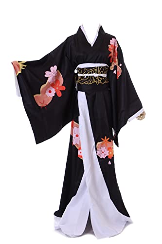 Kawaii-Story MN-162-2 Japan Schwarz Blumen Kimono Geisha Damen Kostüm Cosplay von Muzan Kibutsuji (XXL) von Kawaii-Story