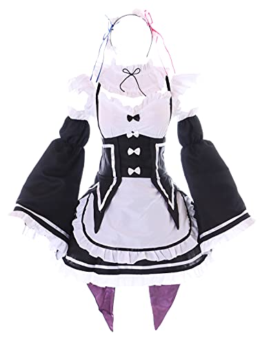 Kawaii-Story MN-192 Maid Zimmermädchen Zofe Kleid 7-Teile Set Damen Kostüm Cosplay Re Zero Rem Ram (XXXL) von Kawaii-Story