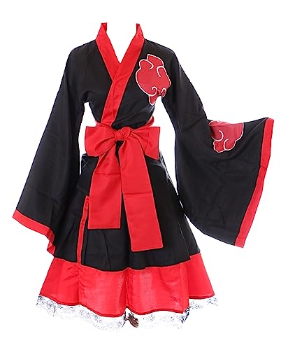 Kawaii-Story MN-221 Schwarz rot Wolken Kimono 3-Teile Cosplay Kostüm für Itachi Akatsuki´s Team (S) von Kawaii-Story