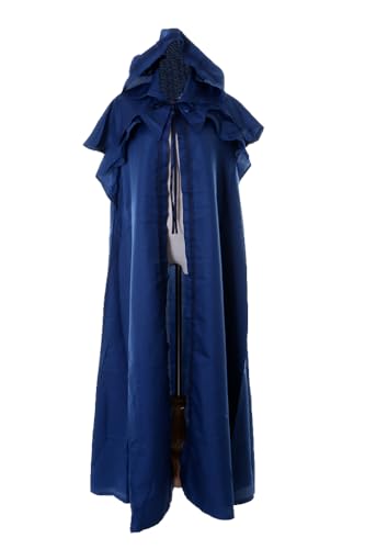 Kawaii-Story MN-245-1 Dunkel-Blau Mittelalter Ritter Hexen Magier Umhang Cape lang mit Kapuze Kostüm Cosplay (L) von Kawaii-Story