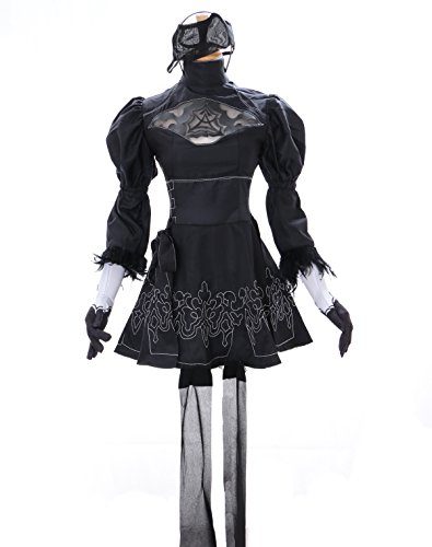Kawaii-Story MN-27-3 Damen Kleid 5-teilig Set schwarz Gothic Kostüm Cosplay von 2b für Nier Fans (S) von Kawaii-Story