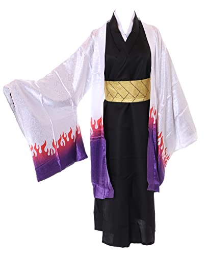 MN-215 Ubuyashiki Kagaya Kimono weiß lila schwarz Damen Kostüm Cosplay für Kimetsu Fans (M) von Kawaii-Story