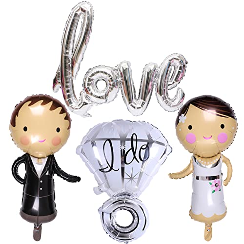 Kawailay 4 Stück Hochzeits Ballons Brautpaar Folienballon Braut Bräutigam Ballon Diamant Ring Love Luftballon für Heiratsantrag Verlobung Hochzeit Valentinstag Silber Kawailay 4 Stück Hochzeits Ballons Brautpaar Folienballon Braut Bräutigam Ballon Diamant Ring Love Luftballon für Heiratsantrag Verlobung Hochzeit Valentinstag Silber von Kawailay