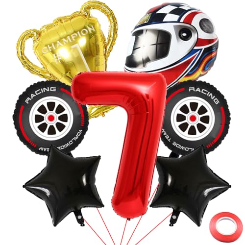 Kawailay 7 Jahr Rennauto Geburtstag Luftballons 7. Rennwagen Geburtstag Deko Racing 7. Geburtstag Deko Ballons Trophäen Helm Reifen Folienballon Rot Zahl 7 Luftballon für Junge Geburtstag Party Kawailay 7 Jahr Rennauto Geburtstag Luftballons 7. Rennwagen Geburtstag Deko Racing 7. Geburtstag Deko Ballons Trophäen Helm Reifen Folienballon Rot Zahl 7 Luftballon für Junge Geburtstag Party von Kawailay
