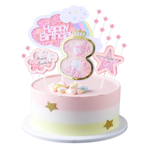 Kawailay 8 Geburtstag Tortendeko Mädchen 8th Geburtstag Kuchendeko Happy Birthday Regenbogen Cake Topper Wolken Sterne Kuchen Deckel für Mädchen Geburtstag - Rosa Kawailay 8 Geburtstag Tortendeko Mädchen 8th Geburtstag Kuchendeko Happy Birthday Regenbogen Cake Topper Wolken Sterne Kuchen Deckel für Mädchen Geburtstag - Rosa von Kawailay