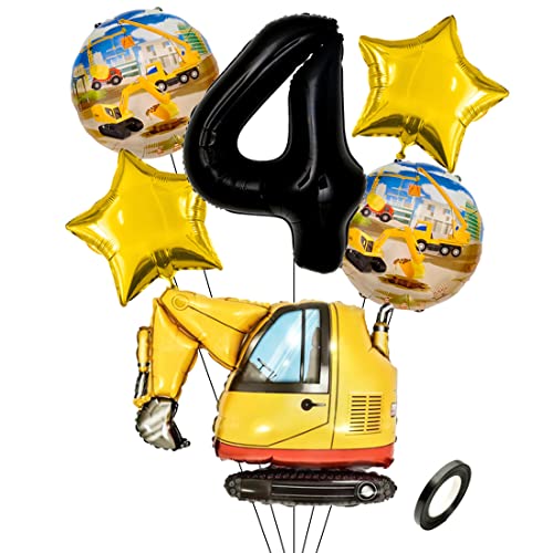 Kawailay Bagger Geburtstag Deko 4 Jahre 4. Baustelle Geburtstag Deko Schwarz Zahl 4 Luftballon Bagger Folienballon Baufahrzeuge Heliumballon für Jungen Geburtstag Party Kawailay Bagger Geburtstag Deko 4 Jahre 4. Baustelle Geburtstag Deko Schwarz Zahl 4 Luftballon Bagger Folienballon Baufahrzeuge Heliumballon für Jungen Geburtstag Party von Kawailay