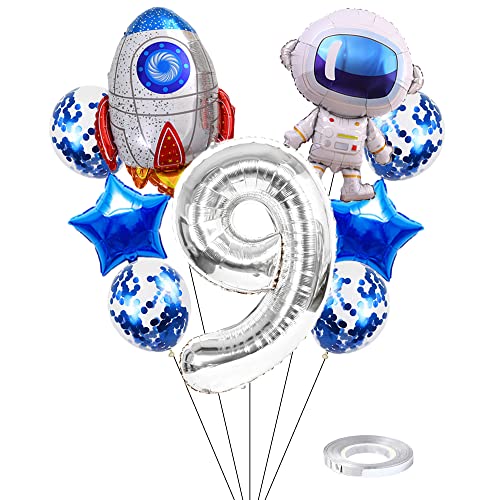 Kawailay Weltraum Luftballon Set Astronauten Geburtstag Deko 9 jahre Astronauten Raketen Folienballon Silber Zahl 9 Luftballons Aluminium Ballon für Kinder Jungen Mädchen Geburtstag Party Kawailay Weltraum Luftballon Set Astronauten Geburtstag Deko 9 jahre Astronauten Raketen Folienballon Silber Zahl 9 Luftballons Aluminium Ballon für Kinder Jungen Mädchen Geburtstag Party von Kawailay