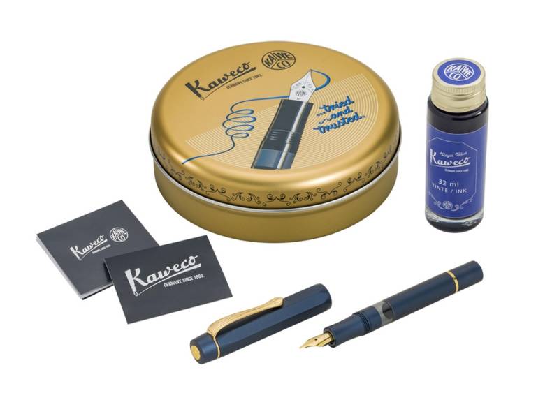 Kaweco Füllfederhalter Set AL Sport Piston Navy/Gold F von Kaweco