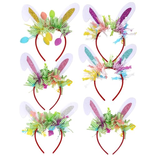 Kaxenig Ostern-Stirnbänder, 6 Stück Osterhasen-Ohren-Stirnbänder, Cartoon Osterhasenohren Stirnbänder, Ostern-Partygeschenke Für Den Verkleidete Kaxenig Ostern-Stirnbänder, 6 Stück Osterhasen-Ohren-Stirnbänder, Cartoon Osterhasenohren Stirnbänder, Ostern-Partygeschenke Für Den Verkleidete von Kaxenig