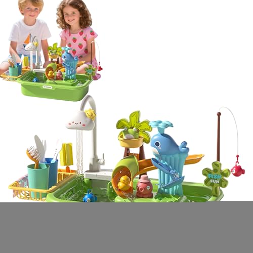 Kaxenig Wasser-Spieltisch | Sand Und Wasser Spieltisch | Interaktives Lernspielzeug Mit Pumpe Für Garten Koordination Entwicklung Spielzeit Zuhause Sensorik von Kaxenig