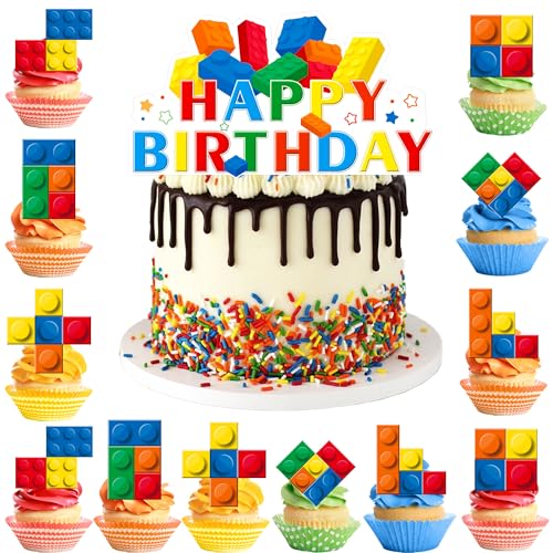 Kaxulvoblig Blockparty Baustein Kuchen Deko, 25pcs Geburtstagskuchen Deko Bausteine Baustein Motiv Kuchendeko für Kinder Baustein Geburtstag Deko Kaxulvoblig Blockparty Baustein Kuchen Deko, 25pcs Geburtstagskuchen Deko Bausteine Baustein Motiv Kuchendeko für Kinder Baustein Geburtstag Deko von Kaxulvoblig