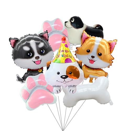Hundeballons, 7-teiliges Hunde-Ballon-Dekorationsset – Welpenpfoten-Ballons, Hundeknochen-Ballon usw., Welpen-Folienballons für Hunde-Party-Dekorationen von Kaxulvoblig