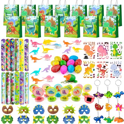 Dinosaurier Party Gefälligkeiten, 96pcs All-in-One Dino Geburtstag Mitgebsel Set Dino Mitgebsel Kindergeburtstag Masken Siegel Aufkleber etc Dinosaurier Party Favours für Dino Deko Kindergeburtstag von Kaxulvoblig