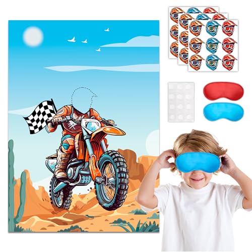 Kaxulvoblig Motocross Partyspiele, 7pcs Motorrad Pin Spiel Unterhaltsame Spiele und Dekorationen für Motocross Geburtstagsparty und Mottopartys von Kaxulvoblig