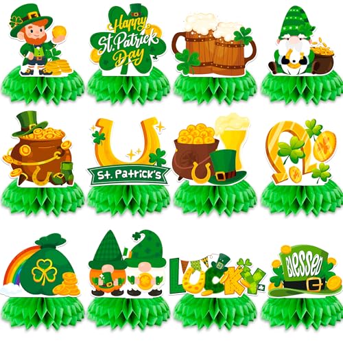 St. Patrick's Day Honeycomb Centerpiece, 12 Pcs St. Patricks Day Shamrocks Waben-Mittelstück, St Patricks Day Bienenwabe Tischaufsätze & St. Patricks Day Wabendekorationen für St Patricks Day Deko von Kaxulvoblig