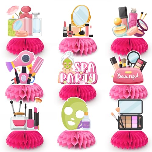 Spa-Party-Dekorationen, 9 Stück Spa-Waben-Mittelstücke/Make-up-Tischdekorationen/Spa-Tafelaufsätze für Tische/Spa-Geburtstagsparty-Tafelaufsätze, Spa-Tag-Mittelstück für Make-up, von Kaxulvoblig