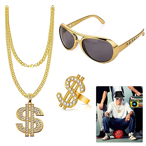 Herren 80er Rapper Outfits 90s Rapper for Accessories 80er kostüm herren lustig Dollar Zeichen Ring Rapper Brille kostüm herren Rapper Outfits für Erwachsene Fasching Karneval Herren 80er Rapper Outfits 90s Rapper for Accessories 80er kostüm herren lustig Dollar Zeichen Ring Rapper Brille kostüm herren Rapper Outfits für Erwachsene Fasching Karneval von Kayan