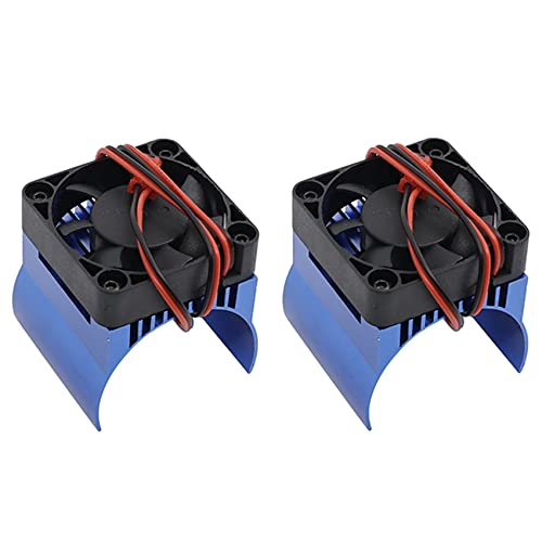 Kayfg 2 Stücke 42mm Motor Kühlung Lüfter Kühlkörper Kühlung für 1/10 E- E- Summit Arrma 1/8 Kraton Talion RC Auto,Blau von Kayfg