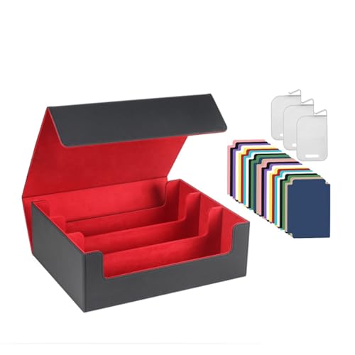 Kayfg Kartendeck-Etui für Sammelkarten 1800+, Kartenaufbewahrungsbox, Aufbewahrungsbox mit Magnetverschluss, Spielkartenbox Schwarz+Rot von Kayfg