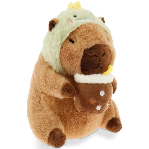 Kayuneed Niedliche Capybara Kuscheltier mit Dinosauriern - 30cm Capybara Plüschtier, Capybara Plüsch Kissen Spielzeug, Capybara Plushie Puppen, Geburtstagsgeschenk für Jungen Mädchen und Home Deko von Kayuneed