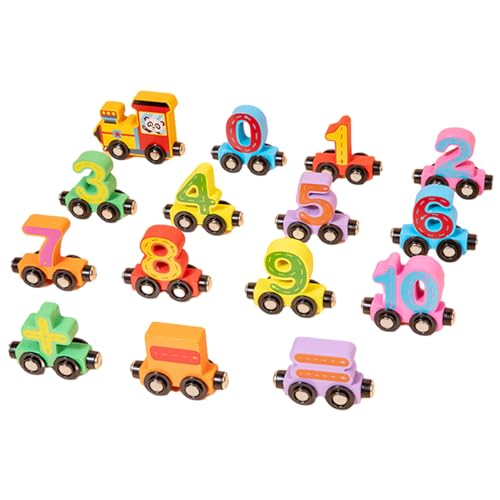 Kazuko Zahlenzug-Spielzeug, magnetischer Holzzug,Lernspielzeug-Magnetzug aus Holz | Buntes hölzernes pädagogisches Autospielzeug mit Eisenbahnwaggons, Farbkognitionsspielzeug für die frühe Bildung von Kazuko