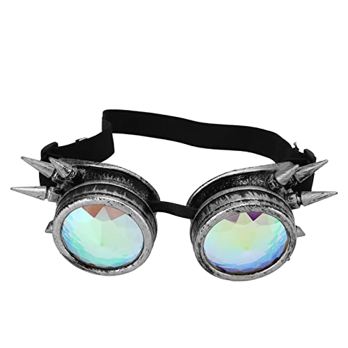 Kaleidoskop-Brille, Regenbogen-Kristalllinsen, Verstellbare Psychedelische Brille, Brillen Für Party- Und Tanzkostüme Für Kinder Und Erwachsene(Altes Silber) von Kcabrtet