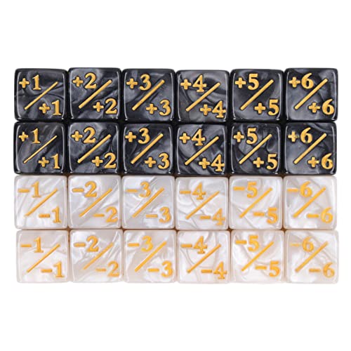 Kcabrtet 24 Stück Würfelzähler Token Würfel Treuewürfel Marmor D6 Würfelwürfel Kompatibel Mit MTG, CCG, Kartenspielzubehör von Kcabrtet