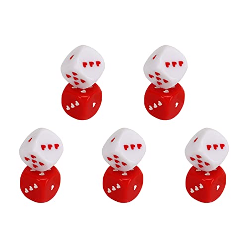Kcabrtet 5 Paar Riesige Weiße Und Rote Herzen Undurchsichtiges Würfelpaar, Rote Weiße Herzwürfel aus Kunststoff, Sicher Für Mehrere Spielmethoden, Tragbar, Modisches Gaming-Würfel-Set von Kcabrtet