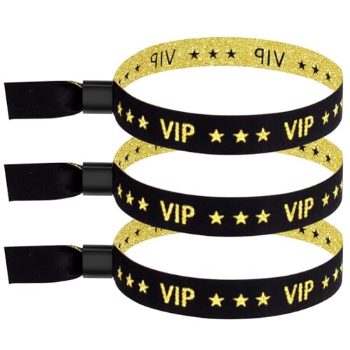 Kcvzitrds Packung mit 100 Event-Armbändern aus VIP-Stoff, farbige Stoffarmbänder für Aktivitäten, Partys (schwarz) langlebig von Kcvzitrds