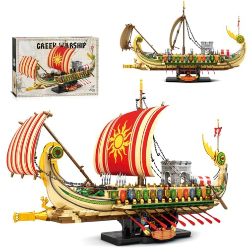 KeKeDuo Griechische Kriegsschiff Baukasten, 2982 Klemmbausteine Technik Griechische Modellschiff MOC Segelschiff Bausteine Bauset Kompatibel mit Andere Marken von KeKeDuo