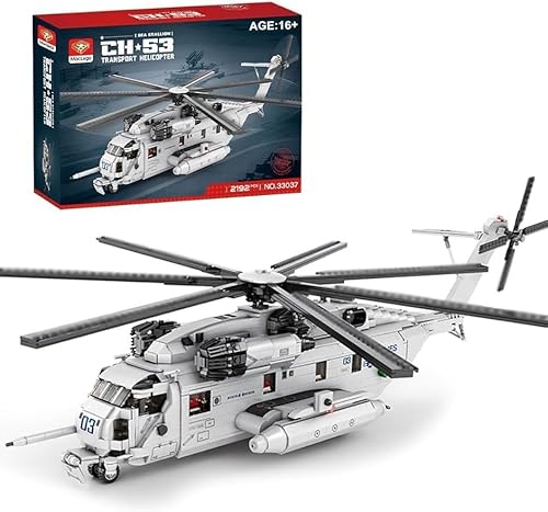 KeKeDuo Militär Hubschrauber Bausteine Bauset, 2192 Teile CH-53 Sea Stallion Transport Helicopter Modellbausatz, 1:35 MOC Klemmbausteine Flugzeug Konstruktionsspielzeug Kompatibel mit Andere Marken von KeKeDuo