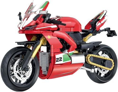 KeKeDuo Technik Motorrad Bausteine für Ducati V2 Supermotorrad, 626 Klemmbausteine Technik Rennen Superbike Modellbausatz Kompatibel mit Andere Marken von KeKeDuo