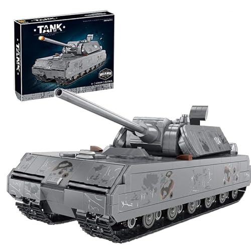 KeKeDuo Technik Panzer Bausteine, 2127 Klemmbausteine Militär Panzerkampfwagen VIII Maus Modellbausatz Konstruktionsspielzeug Kompatibel mit Andere Marken von KeKeDuo