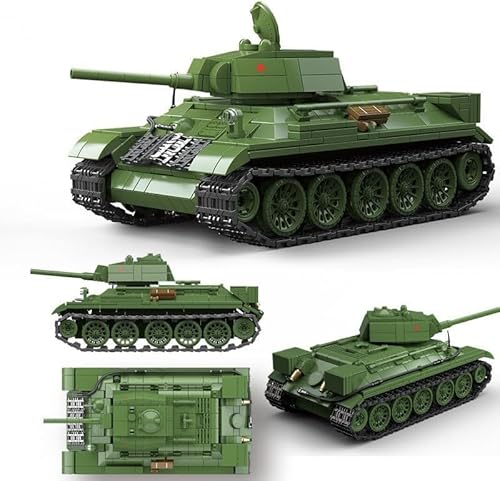 KeKeDuo Technik Panzer Bausteine Bauset, 943 Teile Militär T34/76 Mittlerer Panzer Modellbausatz, Klemmbausteine Tank Konstruktionsspielzeug Kompatibel mit Andere Marken von KeKeDuo