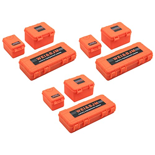 Keavenoy 9PCS Dekoration Werkzeug Auto Aufbewahrungsbox in Kunststoff RC für Trx4 Axial Scx10 90046 D90 1/10 RC Zubehör für Gurte Orange von Keavenoy