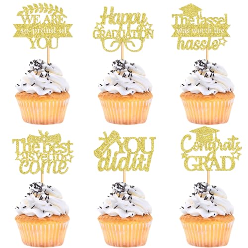 Keaziu Cupcake-Aufsätze zum Schulabschluss 2024, Motiv: The Best is Yetto Come We Are So Proud Of You, Cupcake-Picks für die Quaste Was Worth the Hassle 2024 Abschlussfeier, Geburtstagsparty-Zubehör, von Keaziu