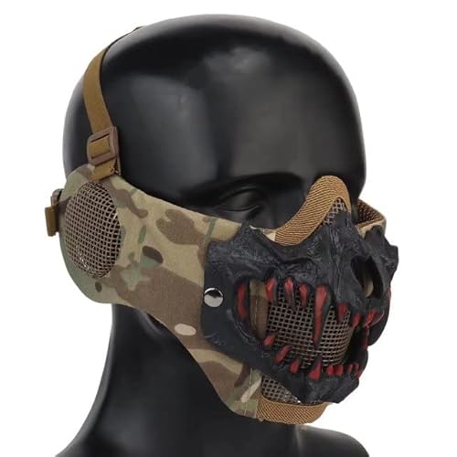 Kecrotac Skeleton Skull Devil Half Face Taktische Airsoft-Maske mit Zwei Schichten für die Jagd, Maskerade, Party, Cosplay, Requisiten, Cooles Halloween CP Kecrotac Skeleton Skull Devil Half Face Taktische Airsoft-Maske mit Zwei Schichten für die Jagd, Maskerade, Party, Cosplay, Requisiten, Cooles Halloween CP von Kecrotac