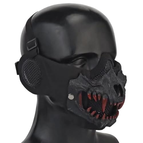 Kecrotac Skeleton Skull Devil Half Face Taktische Airsoft-Maske mit Zwei Schichten für die Jagd, Maskerade, Party, Cosplay, Requisiten, Cooles Halloween BK Kecrotac Skeleton Skull Devil Half Face Taktische Airsoft-Maske mit Zwei Schichten für die Jagd, Maskerade, Party, Cosplay, Requisiten, Cooles Halloween BK von Kecrotac