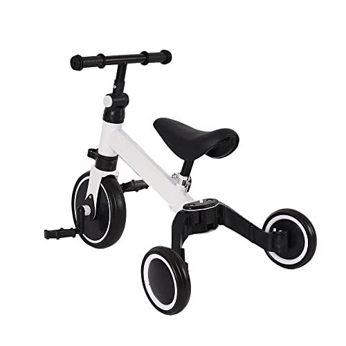 Kleinkind-Dreirad, Laufrad mit Abnehmbare Pedale, Laufräder Kinderfahrrad Laufrad für Kinder, Kinderlaufrad für Mädchen und Jungen (weiß-Ohne Schubstange) von Kedia