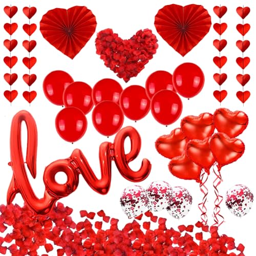 Dekoration für Romantische Atmosphäre, Romantisches Deko Set, Valentinstag Luftballons Dekoration Set für Valentinstag Hochzeit oder Verlobung von KedidO