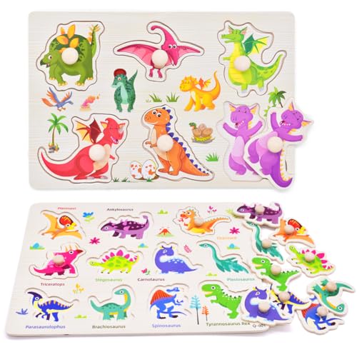 Holzpuzzle Spielzeug für Kinder, Dinosaurier Jigsaw Holzspielzeug, Greifpuzzle Holzspielzeug, Montessori Spielsachen, Kinder Lernspiele Steckspiel, Geschenk für Jungen und Mädchen Holzpuzzle Spielzeug für Kinder, Dinosaurier Jigsaw Holzspielzeug, Greifpuzzle Holzspielzeug, Montessori Spielsachen, Kinder Lernspiele Steckspiel, Geschenk für Jungen und Mädchen von KedidO
