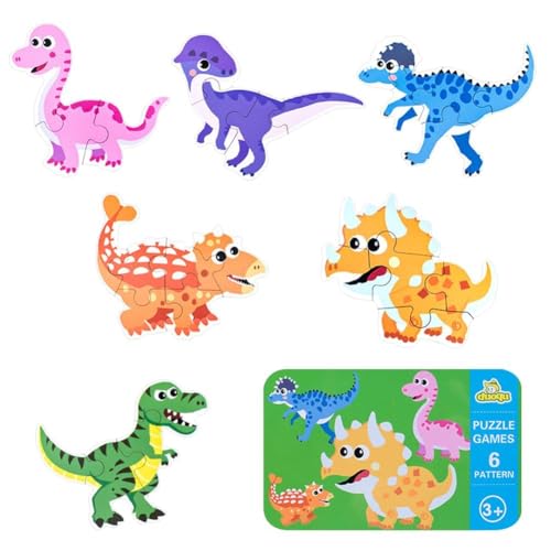 Kinderpuzzle, 6 Pack Dinosaurier Puzzlespiel für Kinder, Alter 3-6 Party Favors Pädagogisches Lernen Reise-Spielzeug für Jungen Kinderpuzzle, 6 Pack Dinosaurier Puzzlespiel für Kinder, Alter 3-6 Party Favors Pädagogisches Lernen Reise-Spielzeug für Jungen von KedidO