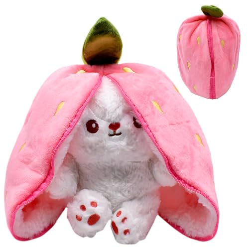 Kuscheltier Hase, Osterhase Plüschtier Kuscheltier, 25CM Hase Erdbeer Plüsch, Kaninchen Plüschtier, Ostergeschenke Für Kinder, Jungen, Mädchen von KedidO