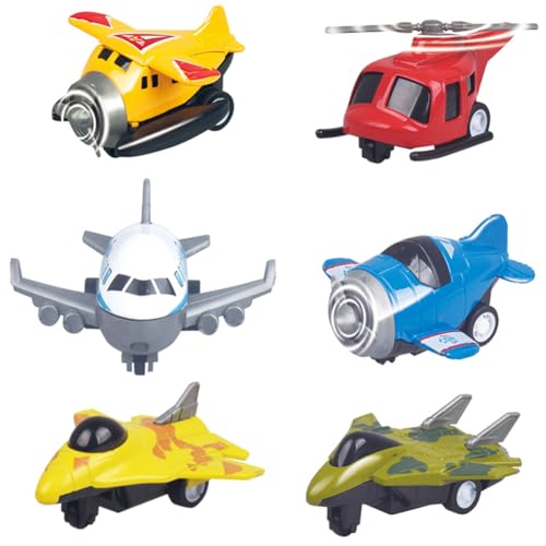 Set mit 6 Flugzeugen Fahrzeuge, Spielzeug ab 3 Jahren Jungen, Flugzeug Spielzeugset Hubschrauber Kampfjet, für Kinder im Alter von 2-8 Jahren von KedidO