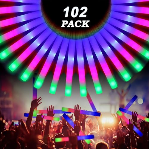102PCS Leuchtstab LED Set, Led Schaumstoff Leuchtstab, Party-LED-Leuchtstäbe, Schaumstoffstab Hochzeit Partystab, Lichter in 3 Modi, für Partys, Hochzeiten, Geburtstage, Partys (102PCS) von Kedifoai