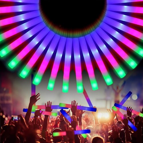 Leuchtstab LED Set, Led Schaumstoff Leuchtstab, Party-LED-Leuchtstäbe, Schaumstoffstab Hochzeit Partystab, Lichter in 3 Modi, für Partys, Hochzeiten, Geburtstage, Partys (30PCS) von Kedifoai