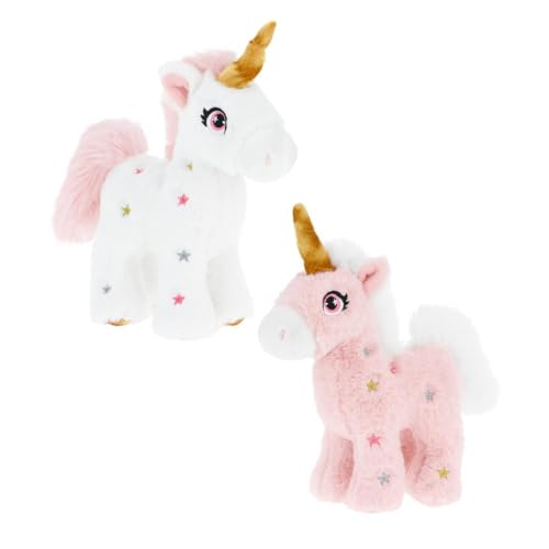 Keel Toys - 2er Set Plüschtier Einhorn stehend, Größe 16 cm, rosa von Keel Toys